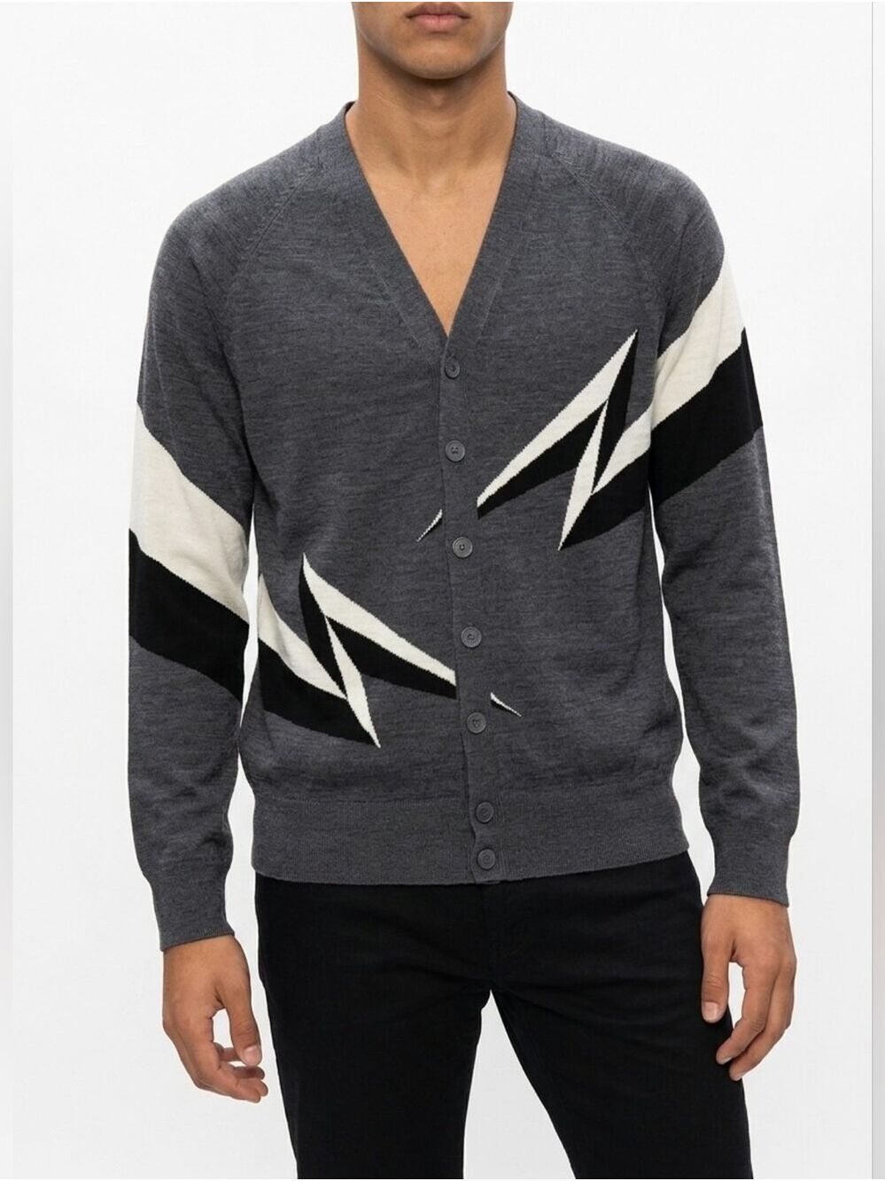 2000s Neil Barrett Iconic 3D lighting wool cardigan